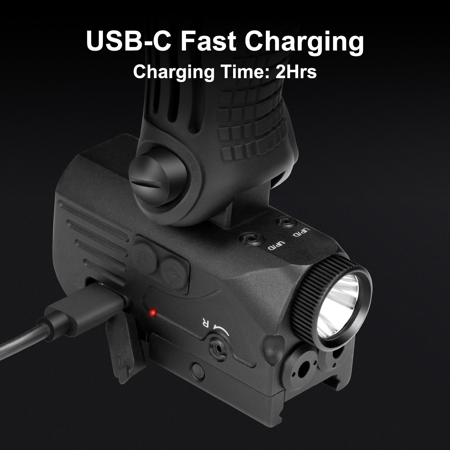 1200 Lumens LED White Flashlight with Dual Laser Sights, Rechargeable Red&Green Laser Beams with 5 LED Light Modes - Hard Anodized Aluminum, Laser Class IIIA, Less Than 5mW