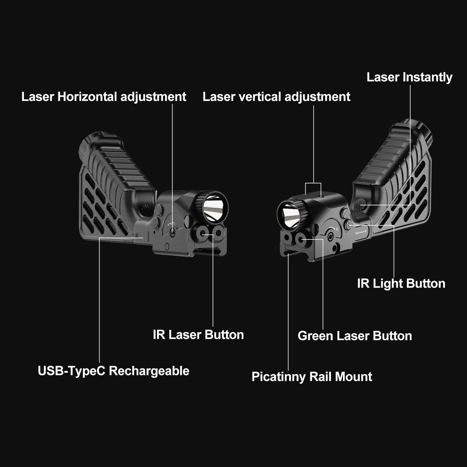 QR Laser XK118. Infrared laser + Green laser + Infrared illumination