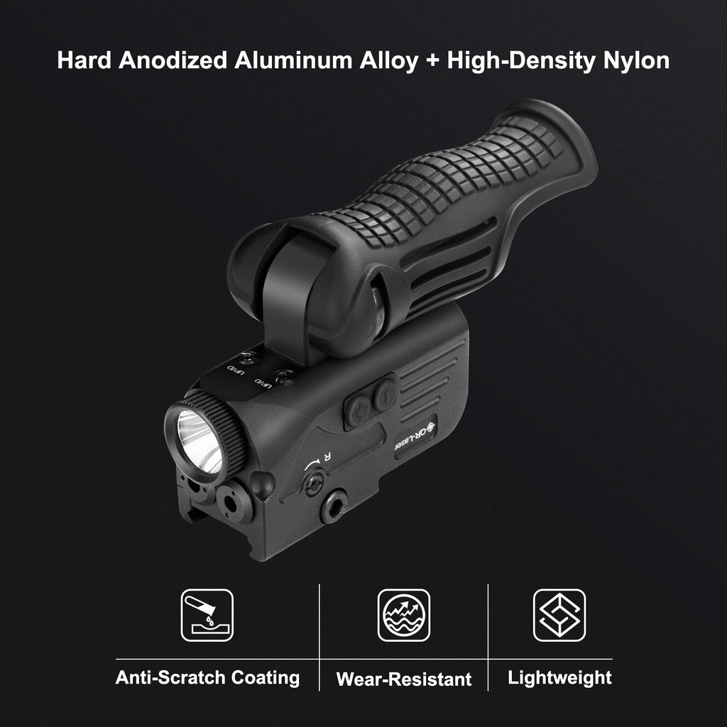 1200 Lumens LED White Flashlight with Dual Laser Sights, Rechargeable Red&Green Laser Beams with 5 LED Light Modes - Hard Anodized Aluminum, Laser Class IIIA, Less Than 5mW