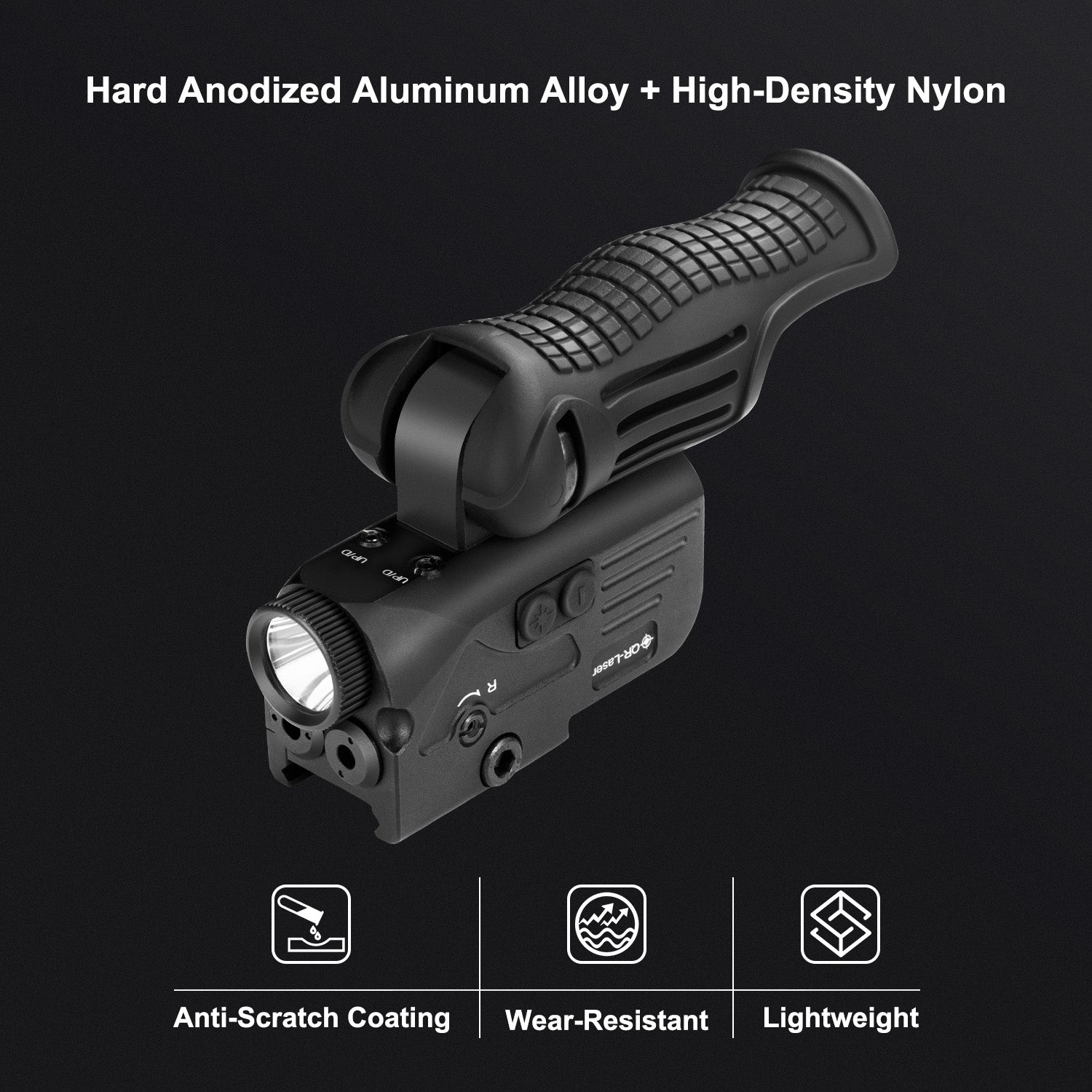 1200 Lumens LED White Flashlight with Dual Laser Sights, Rechargeable Red&Green Laser Beams with 5 LED Light Modes - Hard Anodized Aluminum, Laser Class IIIA, Less Than 5mW